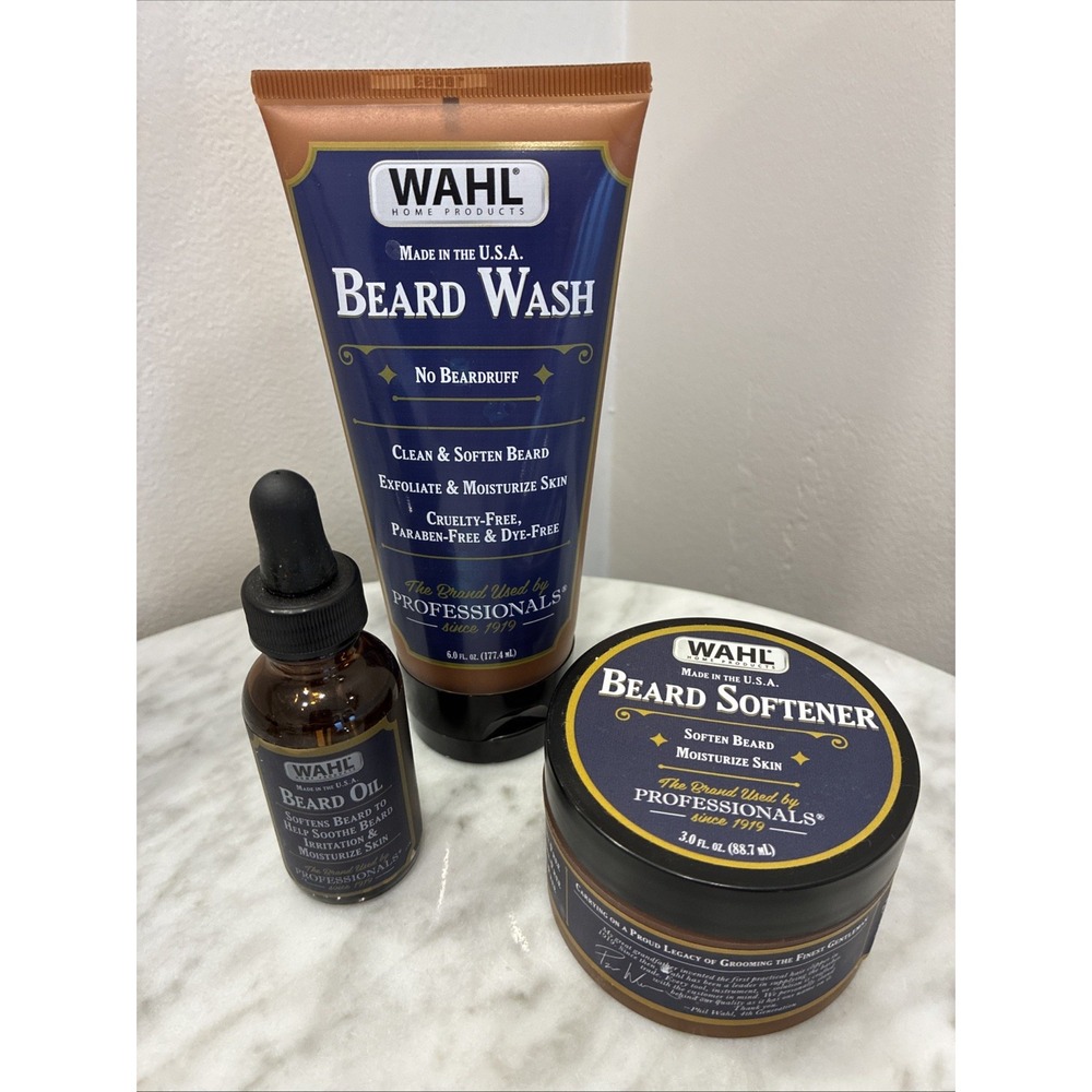 WAHL Beard Softener, Wash & Oil Hard To Find Beard Set Lot